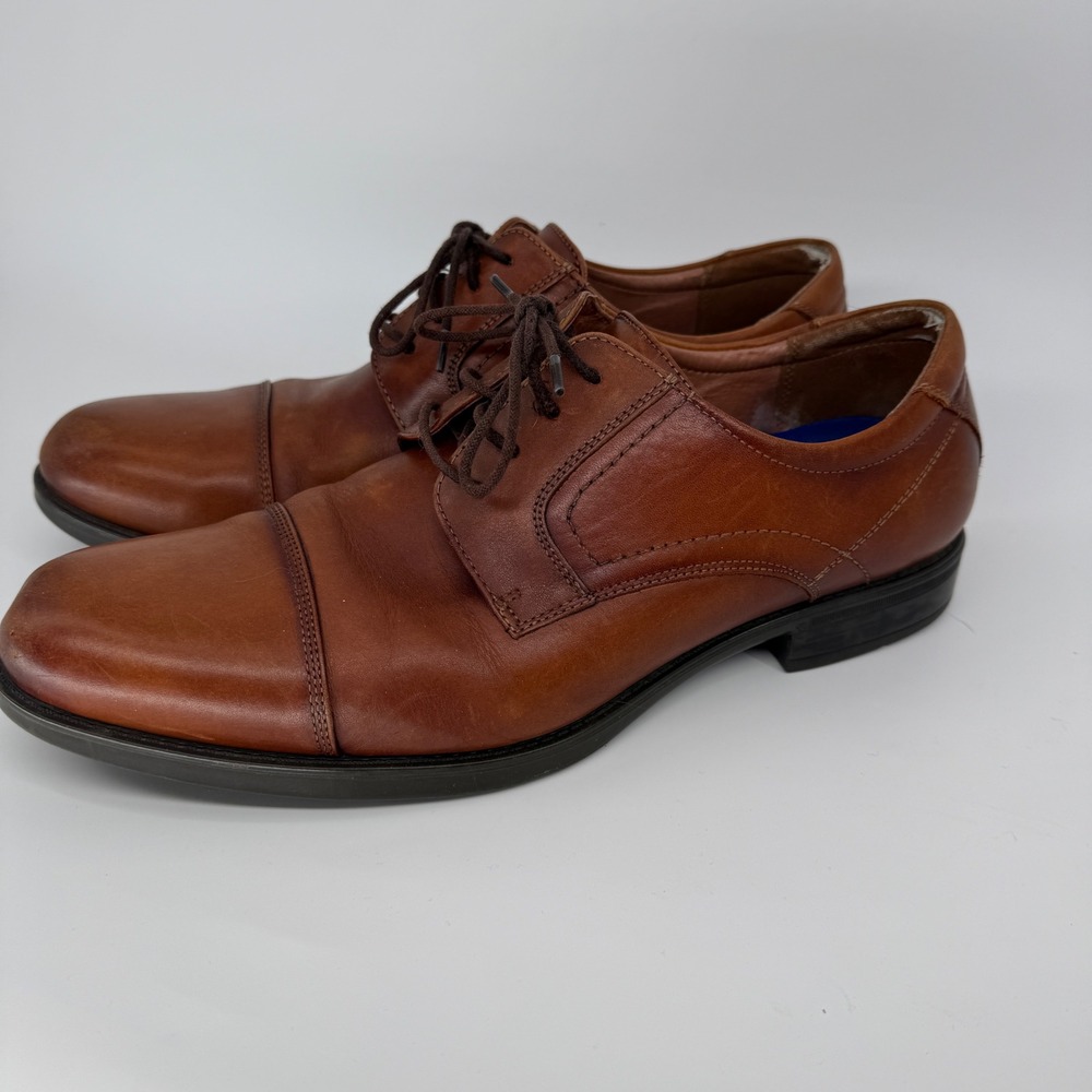 Florsheim Mens 11827-221 Cognac Leather Cap Toe Derby Shoes Size 12‎ D